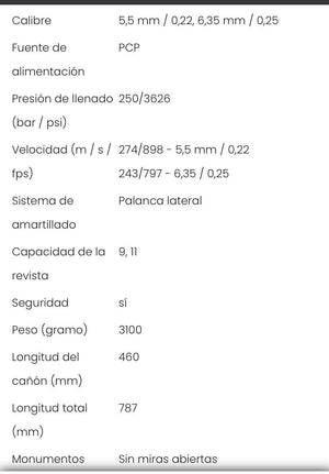 Rifle PCP Artemis M40 + Mira telescopica + Bombin + Poston