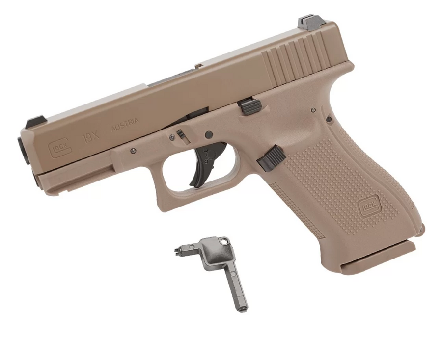 Pistola Umarex Glock 19X full Metal CO2 Blowback .177 BB Gun, Tan Cal 4,5