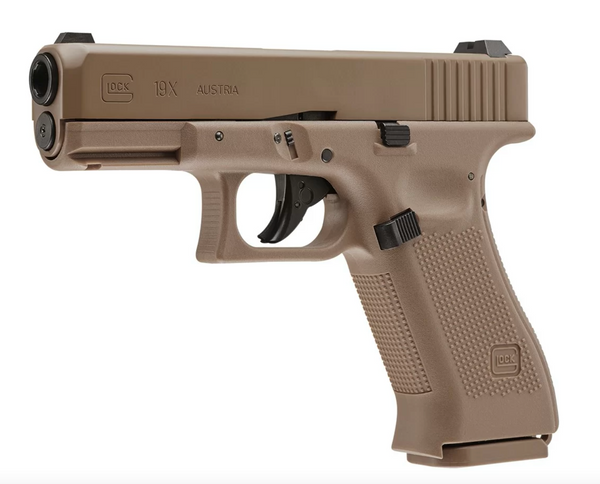 Pistola Umarex Glock 19X full Metal CO2 Blowback .177 BB Gun, Tan Cal 4,5