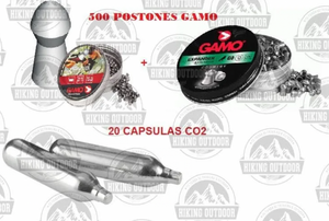 20 Capsulas Co2 + Postones 4,5 (500 Unidades)
