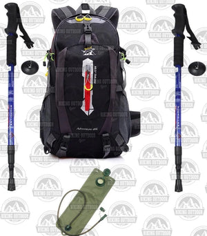 Mochila Trekking + 2 Bastones De Trekking + 1 bolsas de HIdratacion