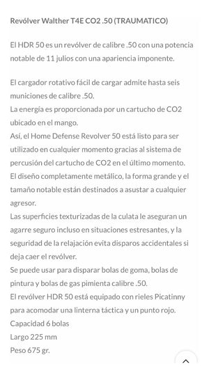 Revolver Traumático Cal. 0.50/ Co2/ Balin Goma / Traumáticas